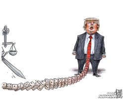 DOMINOES OF JUSTICE by Adam Zyglis