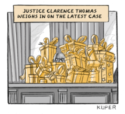 CLARENCE THOMAS WEIGHS IN by Peter Kuper