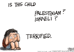 TERRIFIED CHILD by Pat Bagley