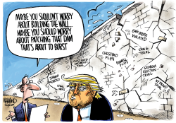 TRUMP DAM ABOUT TO BURST by Dave Whamond