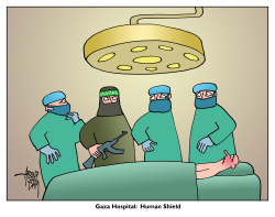 GAZA HOSPITAL AS HUMAN SHIELD by Arend van Dam