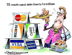 US CREDIT CARD DEBT $1 TRILLION by Dave Granlund