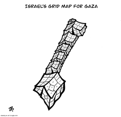 ISRAEL’S GRID MAP FOR GAZA  by Emad Hajjaj