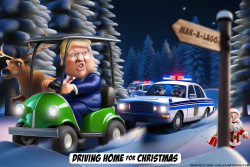 TRUMP DRIVING HOME FOR CHRISTMAS by Bart van Leeuwen