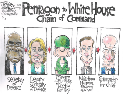 PENTAGON TO WHITE HOUSE CHAIN OF COMMAND by John Darkow
