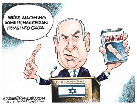 ISRAEL LIMITS GAZA AID by Dave Granlund