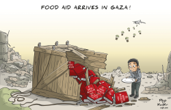 FOOD AID ARRIVES IN GAZA  by Plop and KanKr