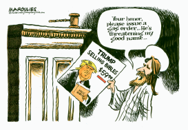 TRUMP SELLING BIBLES by Jimmy Margulies