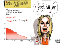 TRUMP TRUTH SOCIAL FREE FALLING by Dave Whamond