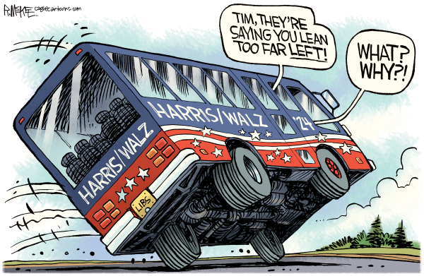 Harris Walz Leaning Left by Rick McKee