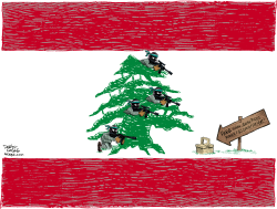LEBANON FLAG AMBUSH  by Daryl Cagle
