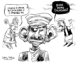 POPE IN MUSLIM EAR by Daryl Cagle