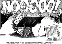 POPE APOLOGIZES WITH A CARTOON by RJ Matson