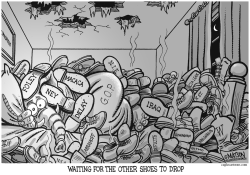 REPUBLICANS WAIT FOR OTHER SHOES TO DROP-GRAYSCALE by R.J. Matson