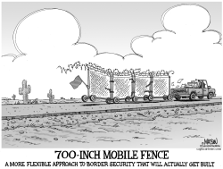 700-INCH MOBILE BORDER SECURITY FENCE-GRAYSCALE by R.J. Matson