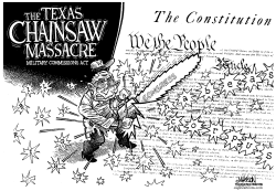 BUSH TAKES CHAINSAW TO US CONSTITUTION by R.J. Matson