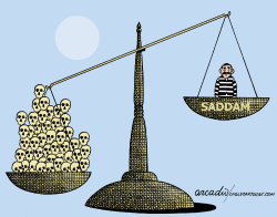 SADDAM ON THE SCALE -  by Arcadio Esquivel