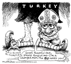POPE AND TURKEY by Sandy Huffaker