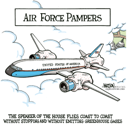 NANCY PELOSI FLIES AIR FORCE PAMPERS- by R.J. Matson