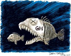 GM AND CHRYSLER FISHES  by Daryl Cagle