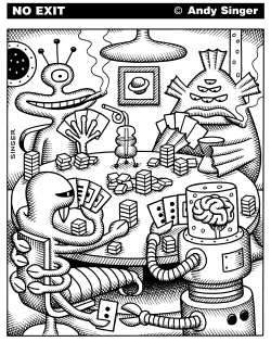 ALIENS PLAY POKER by Andy Singer