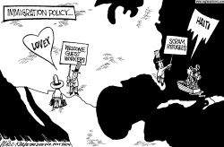 Guest Workers vs Haitians by Mike Keefe