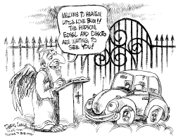 VW BEETLE AT PEARLY GATES by Daryl Cagle