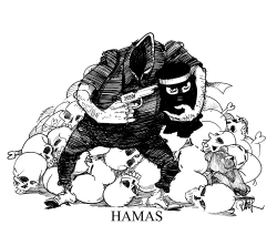 HAMAS, HEAD AS HOSTAGE by Riber Hansson