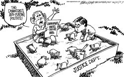 PLAYING POLITICS AT JUSTICE by Mike Keefe