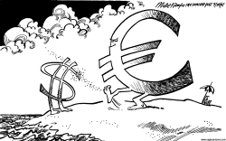 DOLLAR AND EURO by Mike Keefe