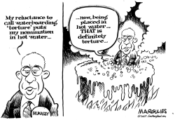 MUKASEY IN HOT WATER by Jimmy Margulies