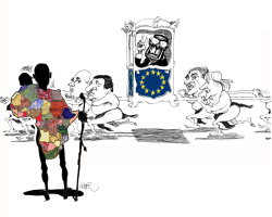 EU CARRYING MUGABE IN SEDAN CHAIR by Riber Hansson