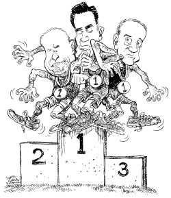 THREE IN FIRST PLACE by Daryl Cagle