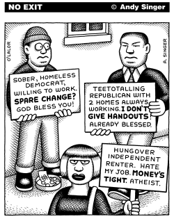 PANHANDLER SIGN AND PASSERBY SIGNS by Andy Singer