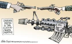 DUELING PISTOLS  by Mike Keefe