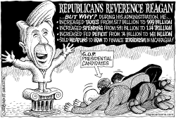REPUBLICANS REVERENCE REAGAN  by Monte Wolverton