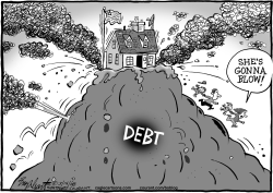 DEBT CRISIS BW by Bob Englehart