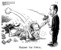 NY STATE SPITZER PASSING THE TORCH by Adam Zyglis