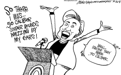 HILLARY IN BOSNIA  by Mike Keefe