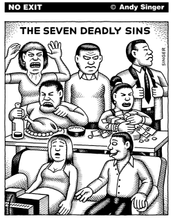 SEVEN DEADLY SINS HANG OUT by Andy Singer