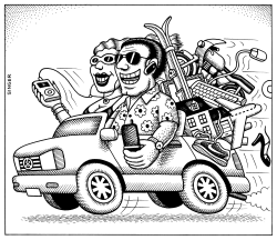 CONSUMER COUPLE IN CAR by Andy Singer