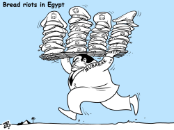BREAD RIOTS IN EGYPT by Emad Hajjaj