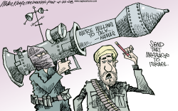 MESSAGE FROM HAMAS  by Mike Keefe