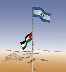 ISRAELII AND PALESTINIAN FLAGS by Riber Hansson