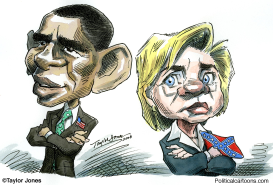 OBAMA AND HILLARY / FLAG PINS -  by Taylor Jones