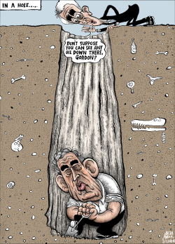 GORDON BROWN IN A HOLE by Brian Adcock