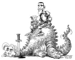 OBAMA DEFEATS HILLARY by Daryl Cagle