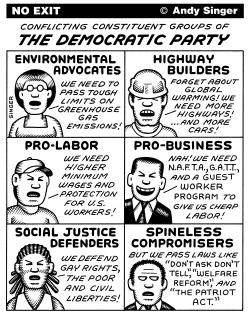 CONFLICTING DEMOCRATIC PARTY GROUPS by Andy Singer