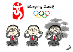 BEIJING OLYMPICS - SEE, HEAR, TALK NO POLLUTION by Stephane Peray