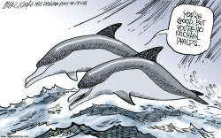 DOLPHIN TALK  by Mike Keefe